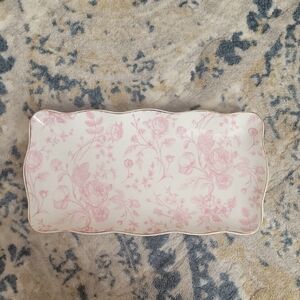 Charming Pink Floral Decorative Tray